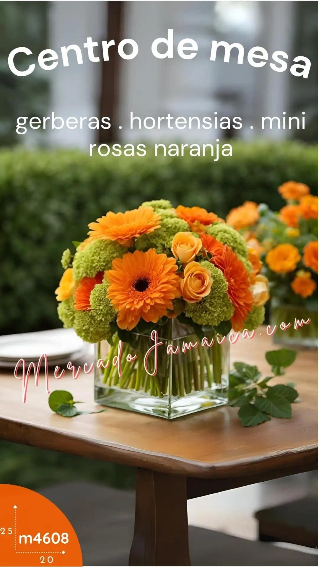 Centro de Mesa 10 Gerberas Naranja con Florero CDMX