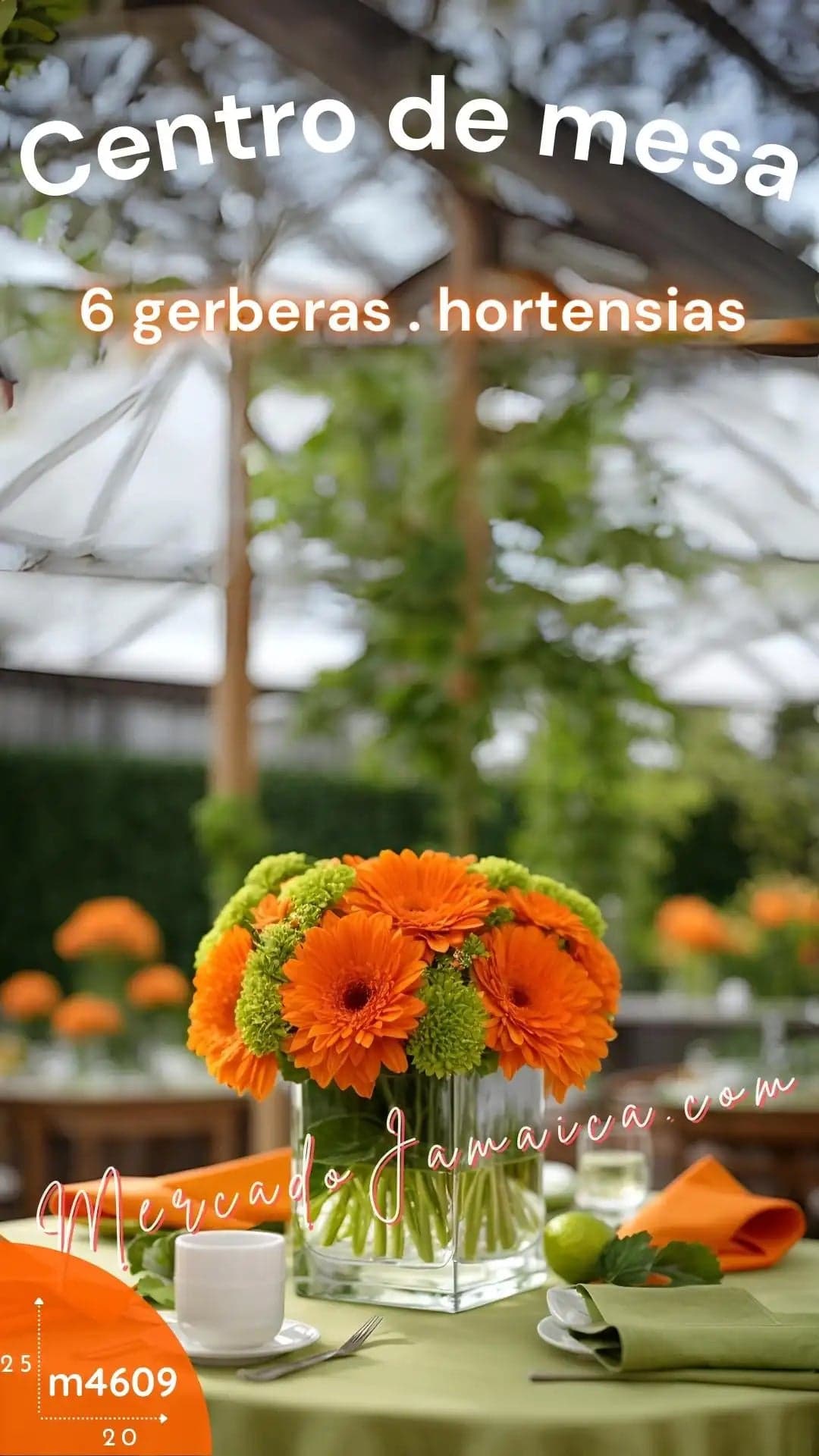 Centro de Mesa 10 Gerberas Naranja CDMX a Domicilio