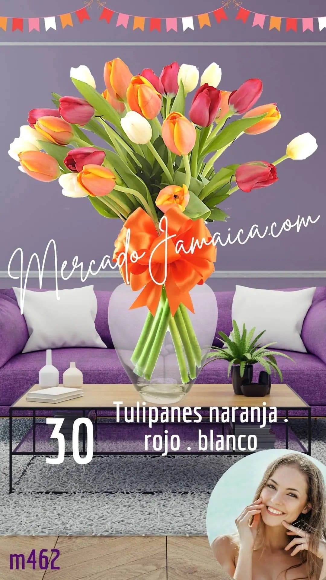 30 Tulipanes Rojo, Naranja y Blanco · CDMX
