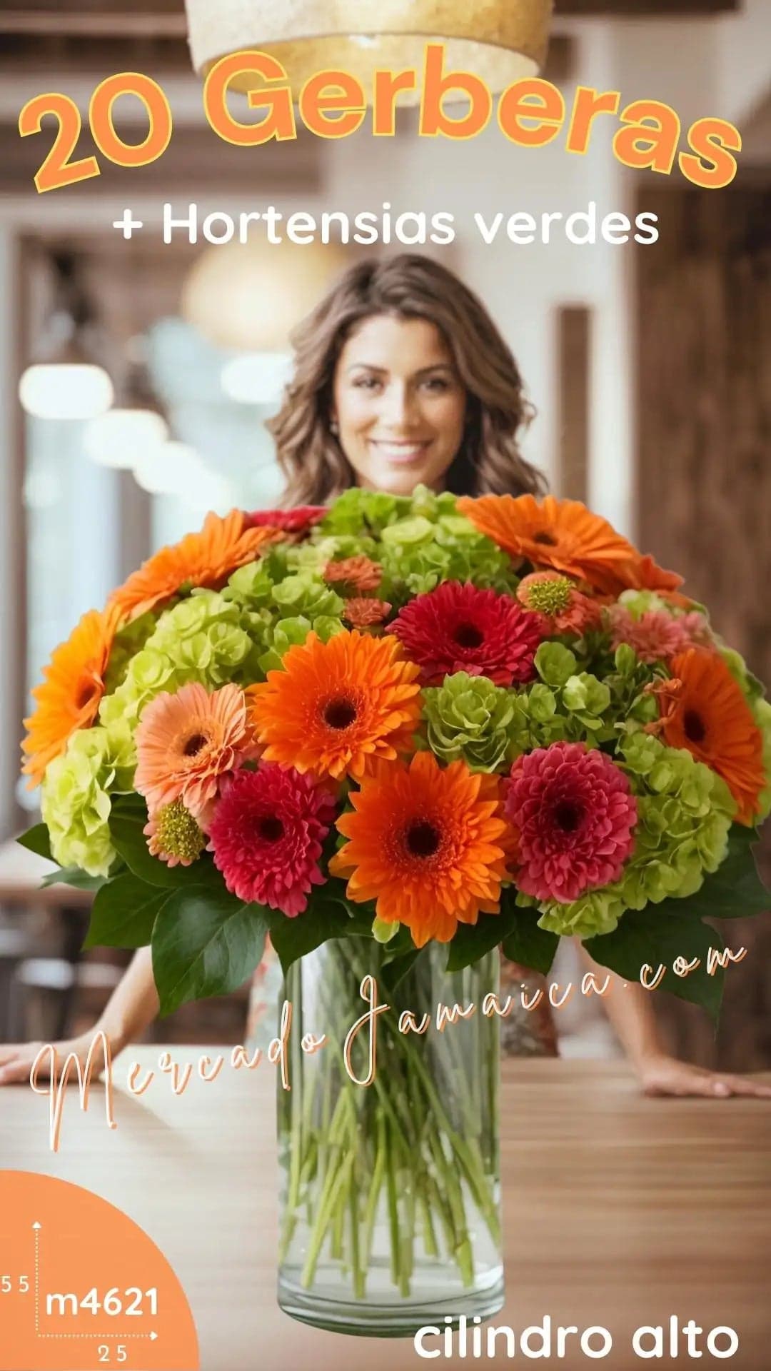 Arreglo 20 Gerberas Colores con Hortensias CDMX