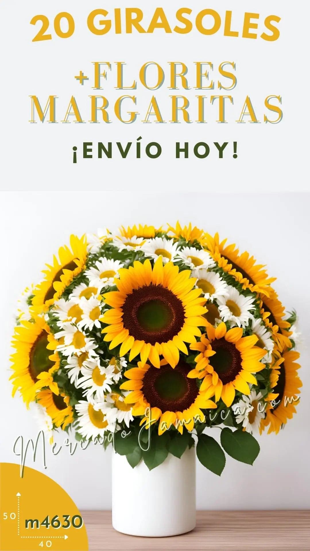 20 Girasoles con Margaritas Blancas a Domicilio CDMX