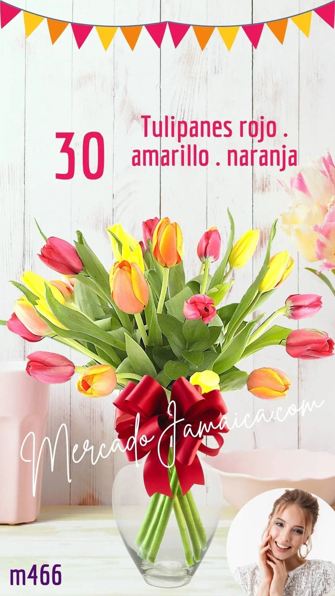 30 Tulipanes Sugar Rojos Amarillos Naranja CDMX