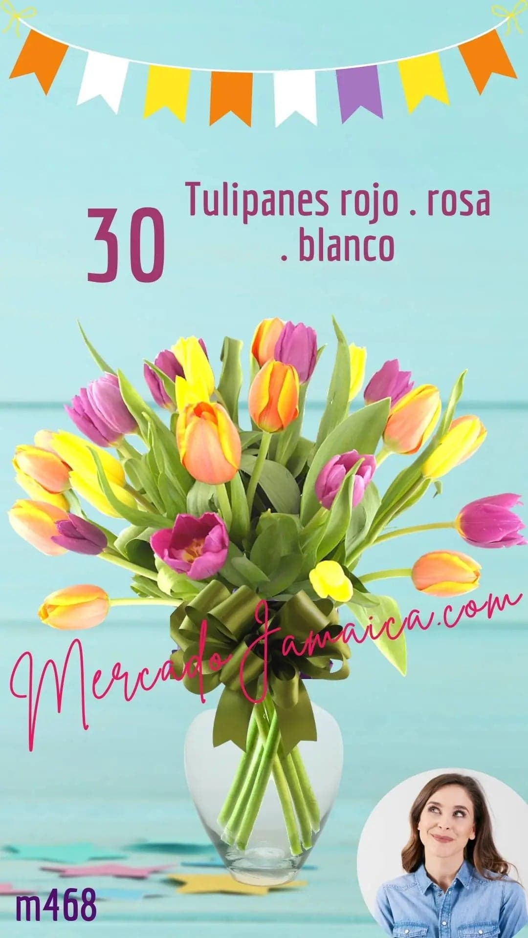 30 Tulipanes Morados, Amarillos y Naranja CDMX