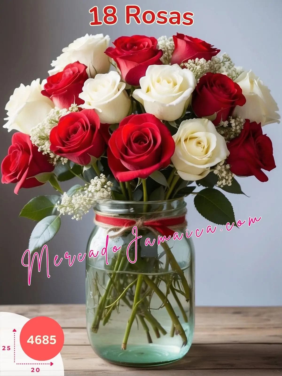 Contraste de Amor: Centro de Mesa de Rosas Rojas y Blancas México