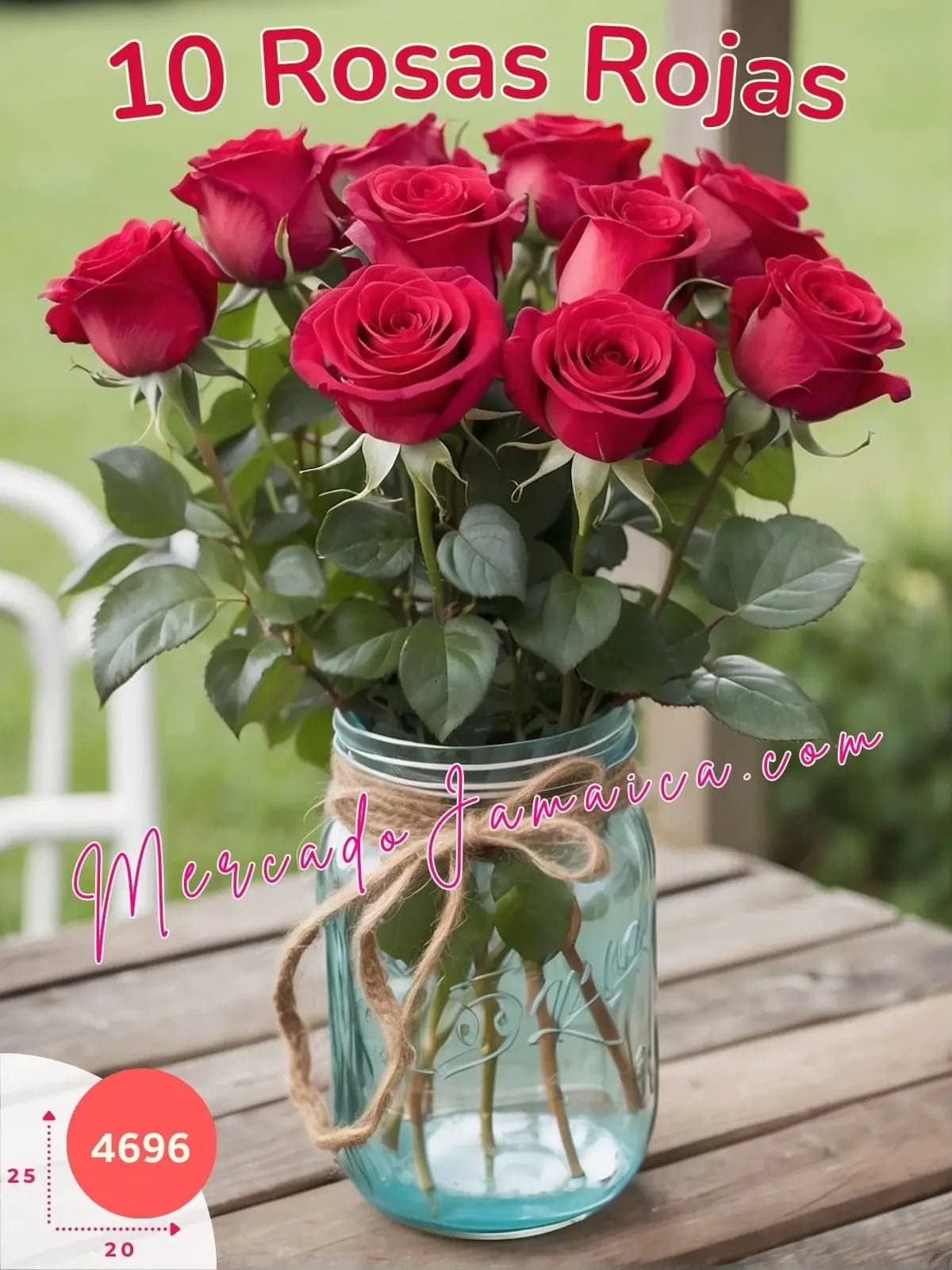 Centro de Mesa de Rosas Rojas en Florero Mason Jar México