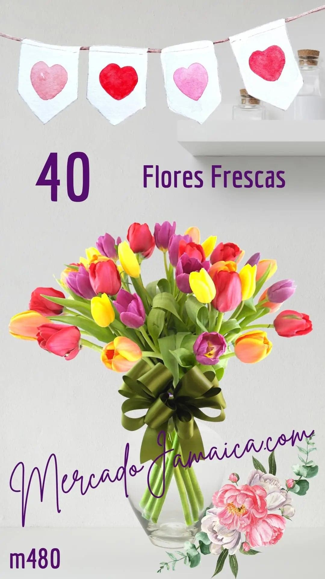 40 Tulipanes Multicolor a Domicilio CDMX