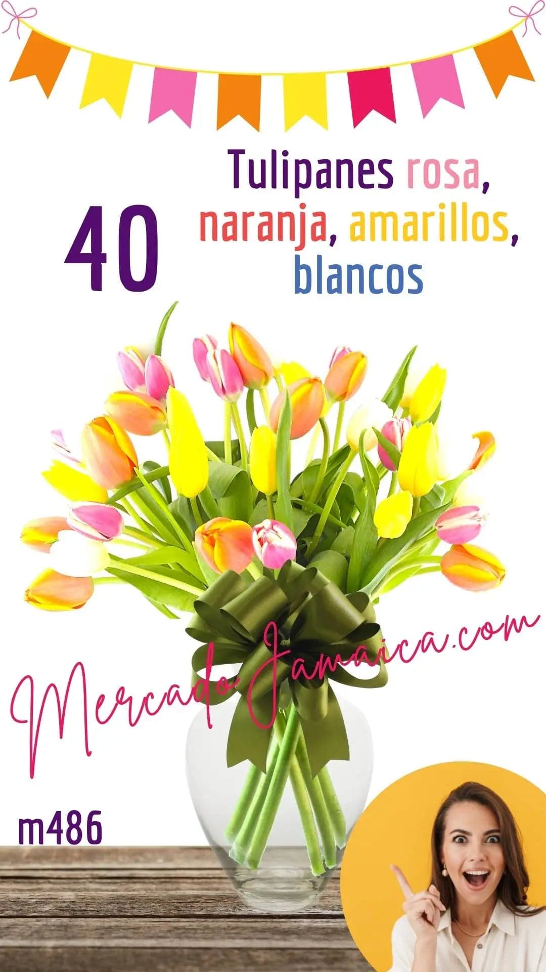 40 Tulipanes Multicolor Cartagena Yellow CDMX