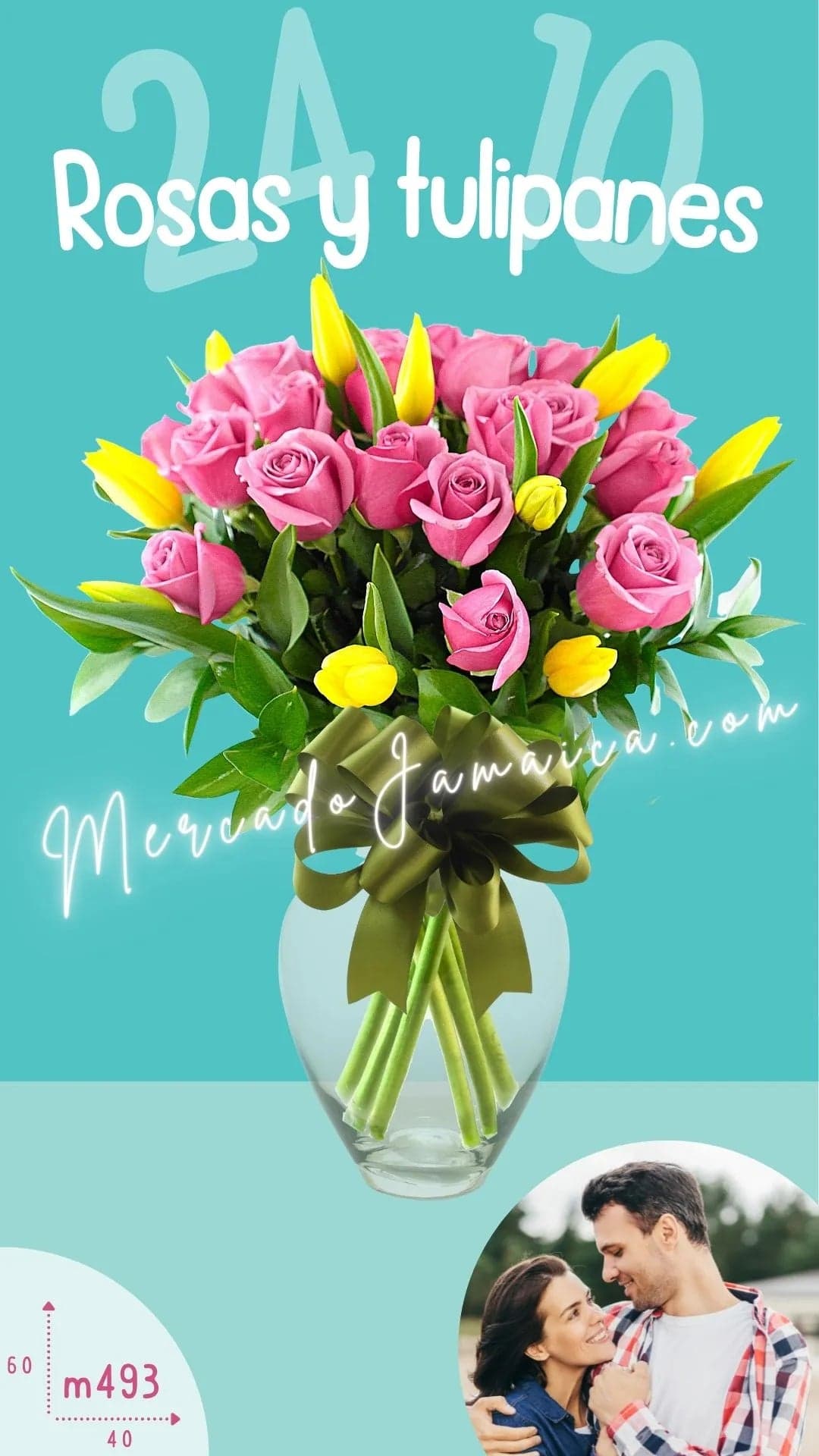 24 Rosas Moradas y 10 Tulipanes Amarillos CDMX