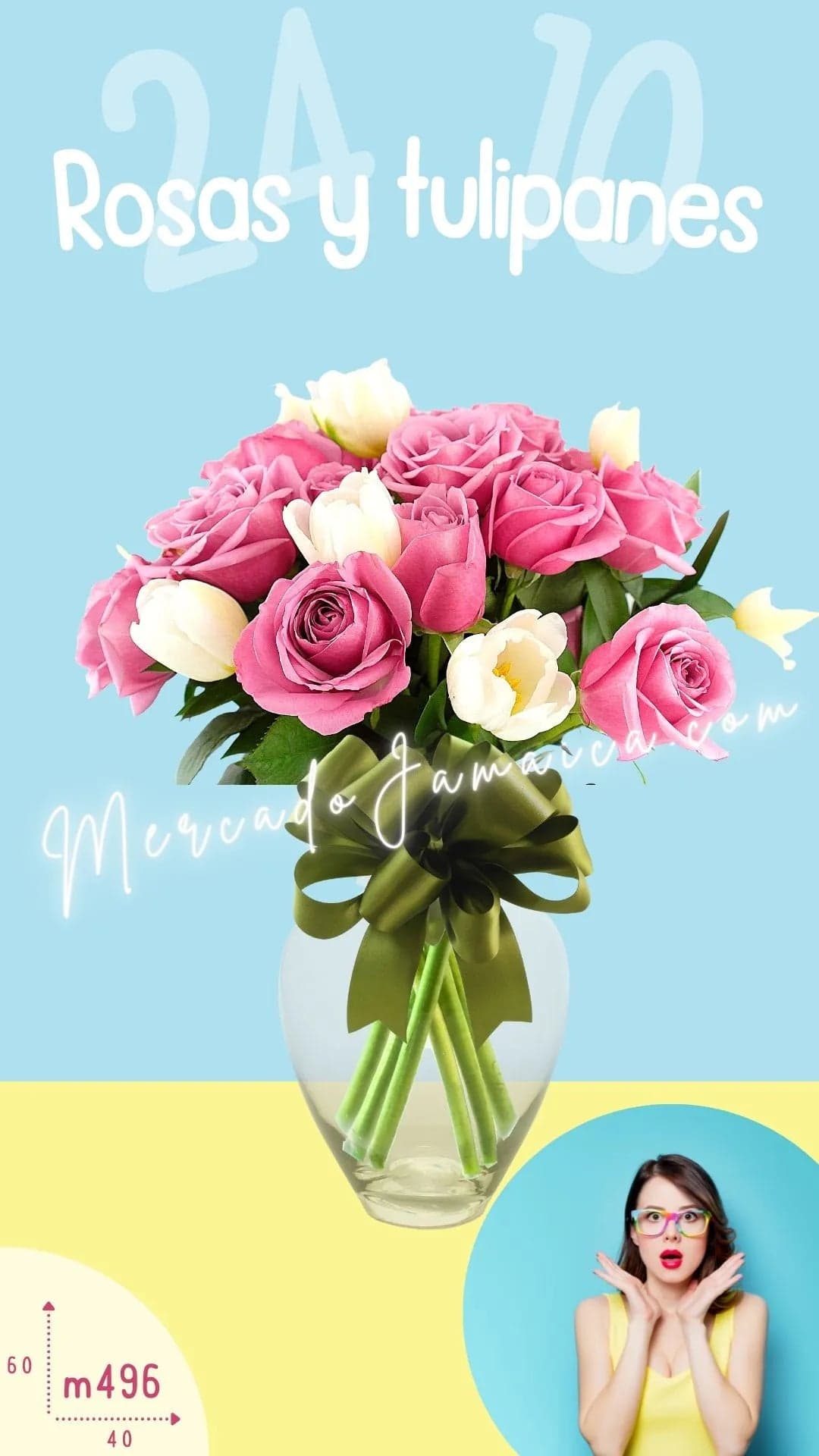 10 Tulipanes Blancos y 24 Rosas Moradas CDMX