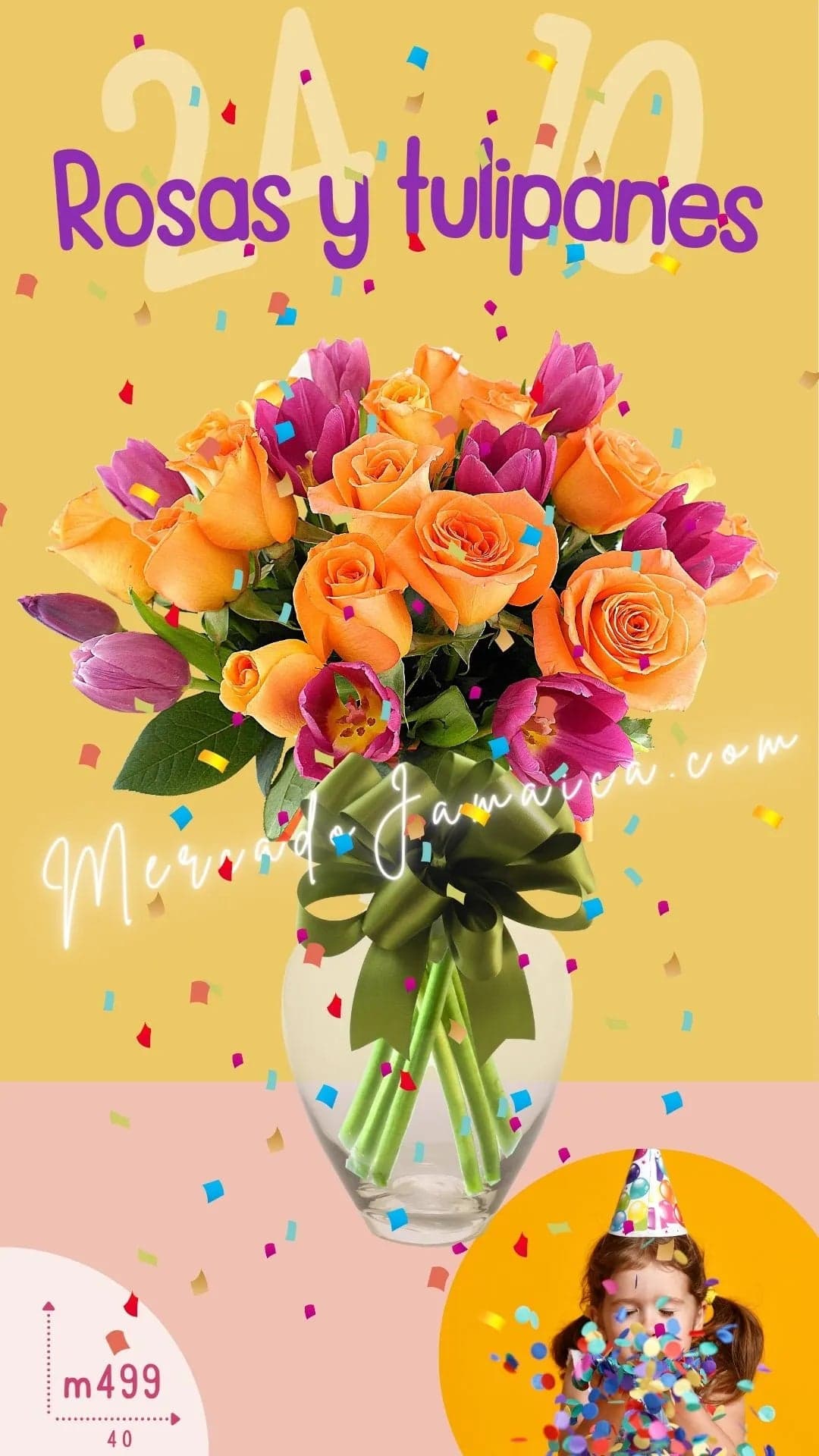 Arreglo Tulipanes Morados y Rosas en Florero CDMX