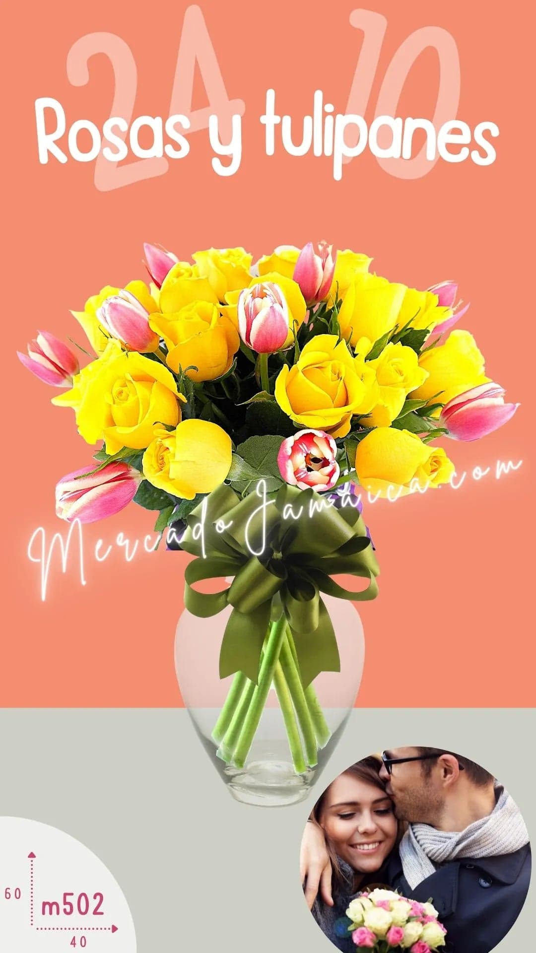 Arreglo 20 Tulipanes Rosa y 24 Rosas Amarillas CDMX
