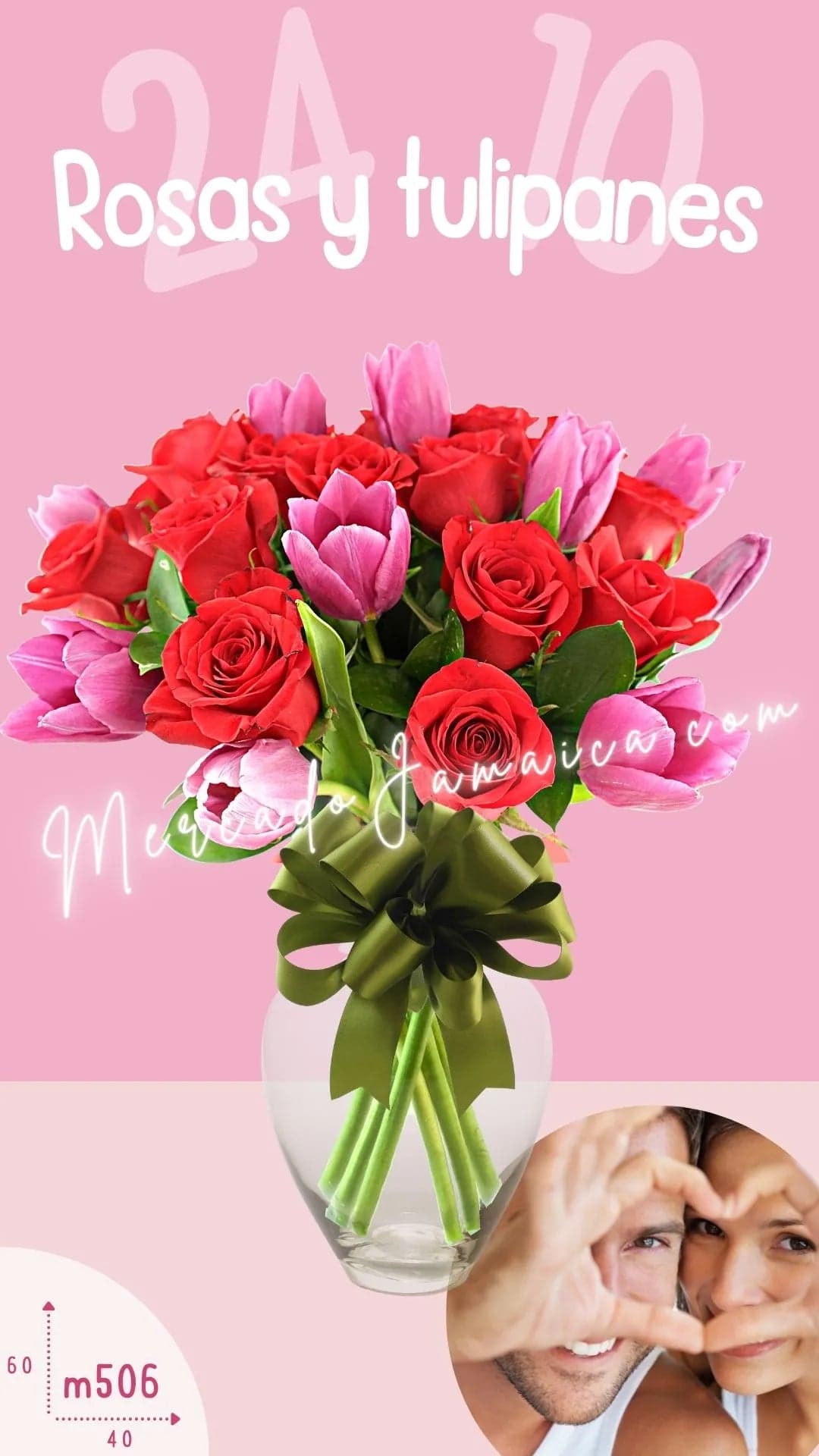 24 Rosas Rojas y 10 Tulipanes Morados CDMX