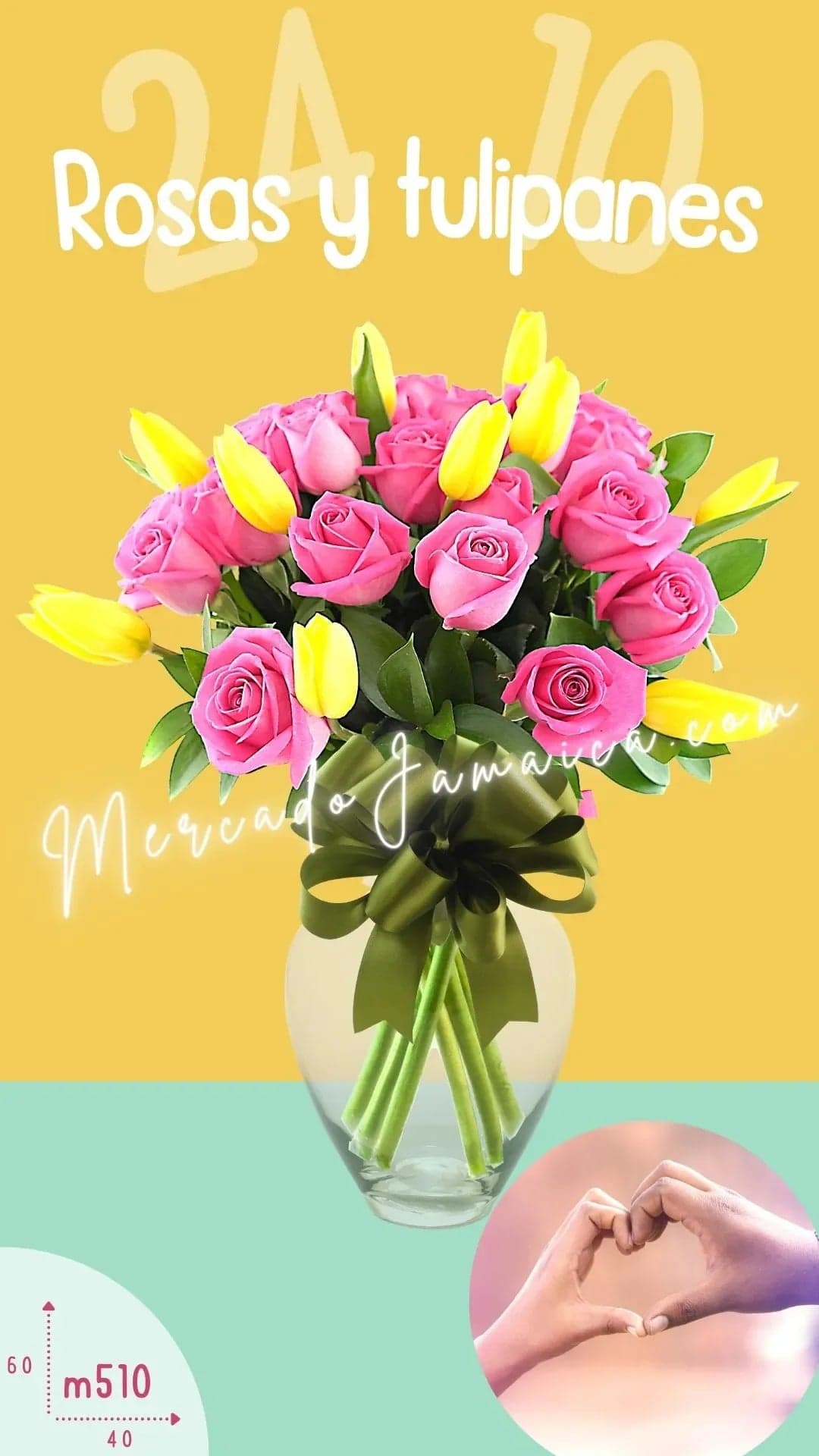 10 Tulipanes Amarillos y 24 Rosas Aqua CDMX
