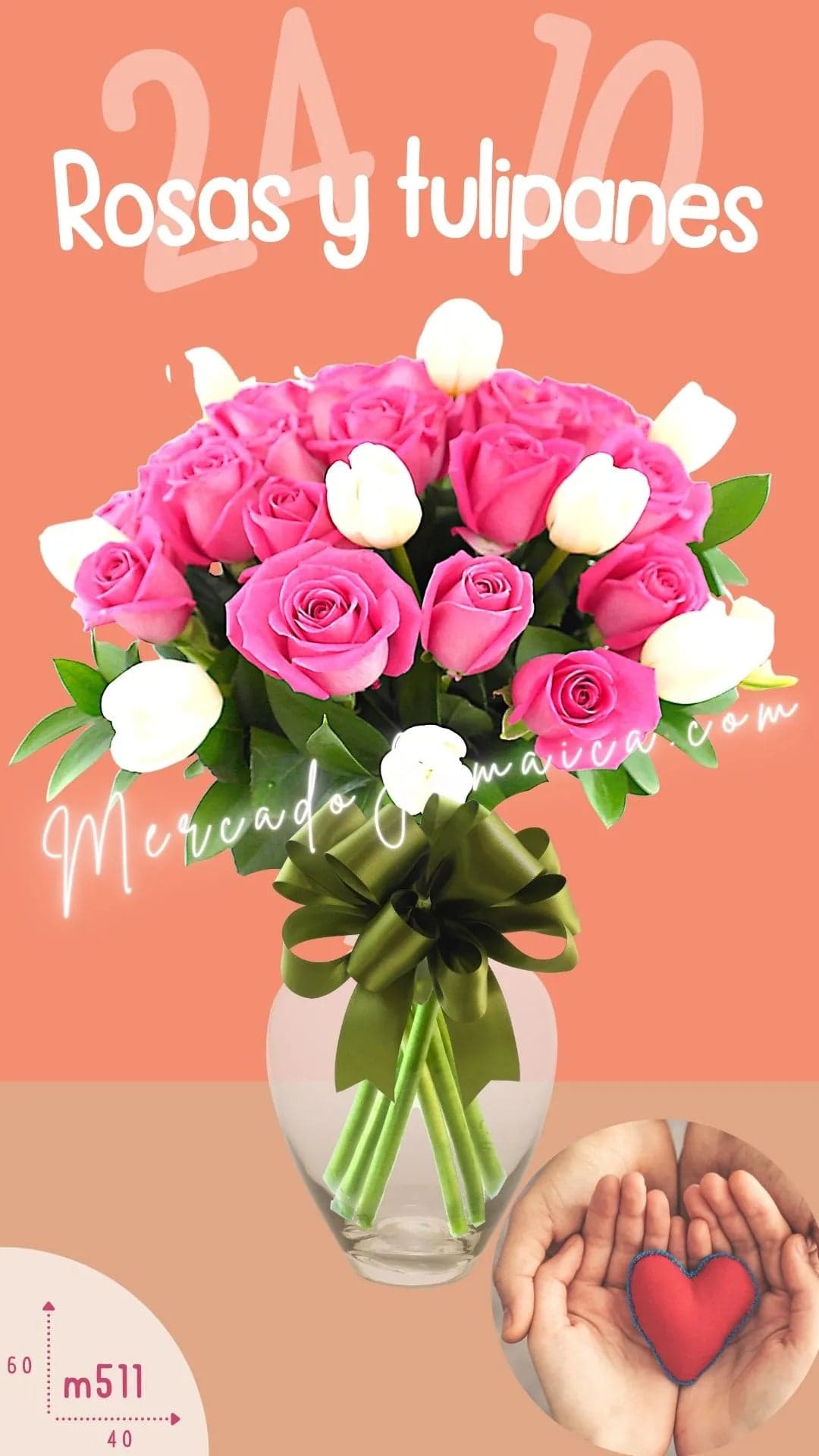 10 Tulipanes Blancos y 24 Rosas Aqua CDMX