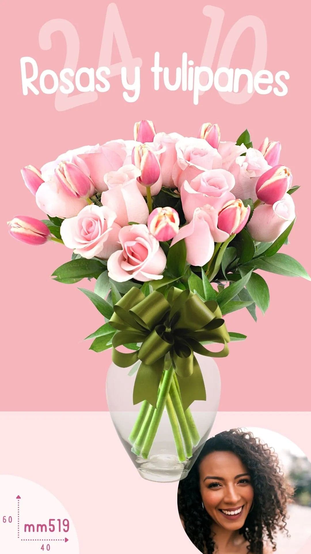 10 Tulipanes y 24 Rosas en Jarrón · CDMX