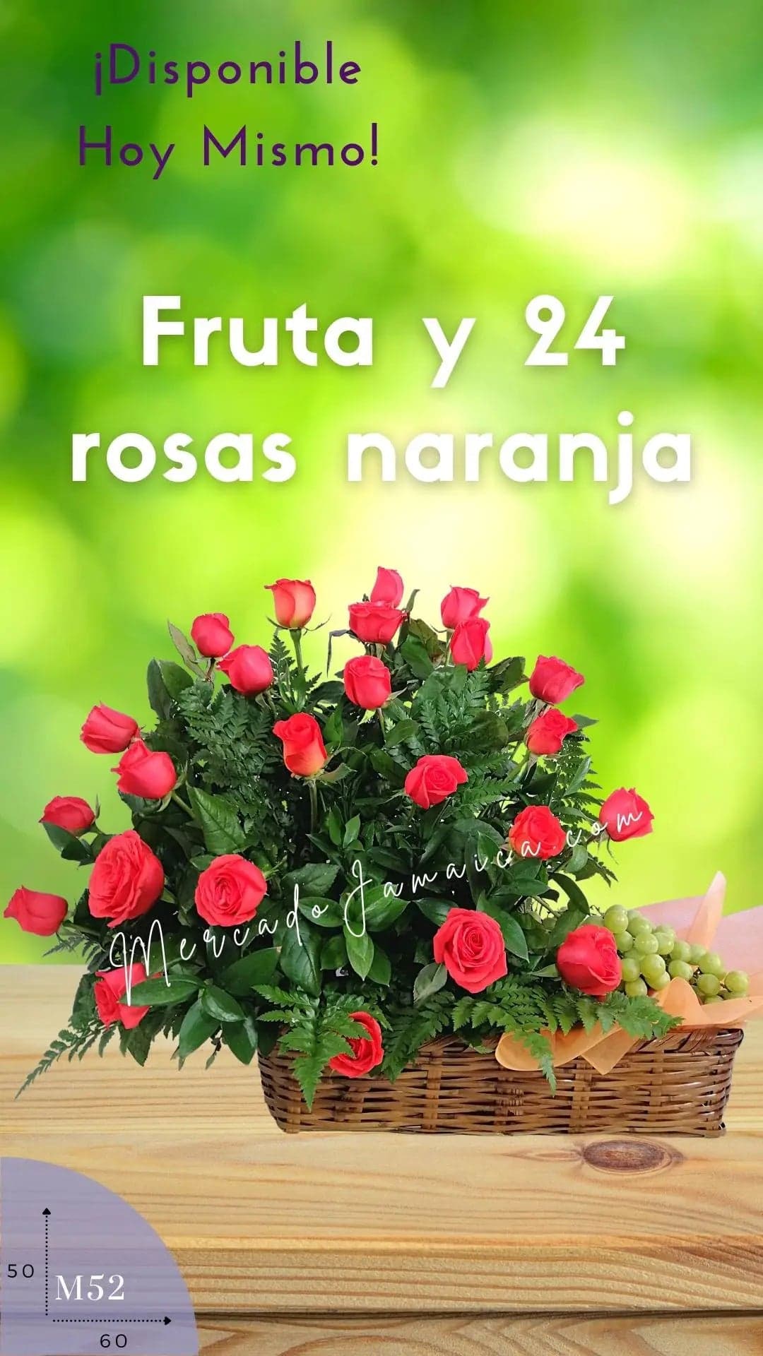 Arreglo Frutal con 24 Rosas Naranja CDMX