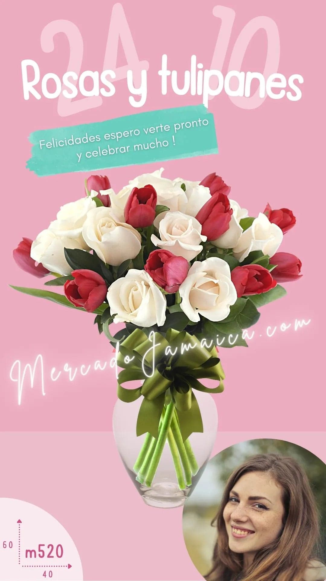 24 Rosas Blancas y 10 Tulipanes Gran Victoria CDMX