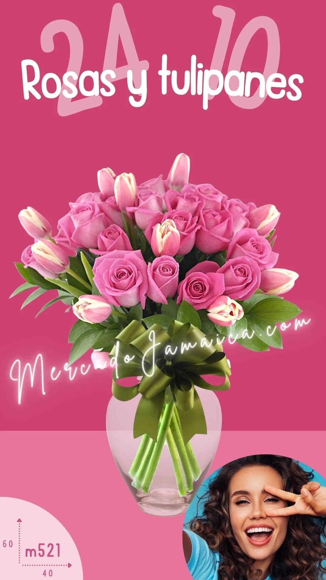 10 Tulipanes y 24 Rosas Aqua en Jarrón CDMX
