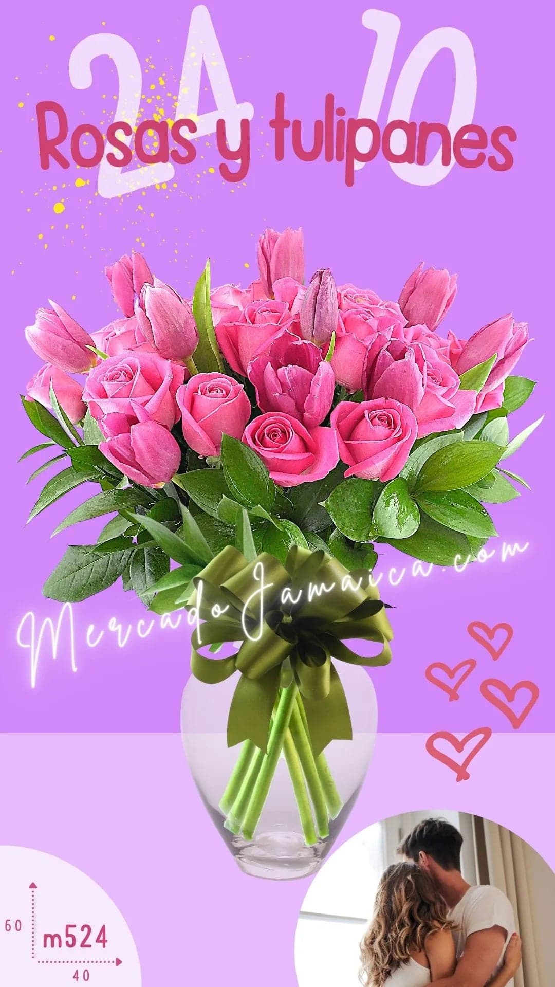 10 Tulipanes Morados y 24 Rosas Aqua Imperio CDMX