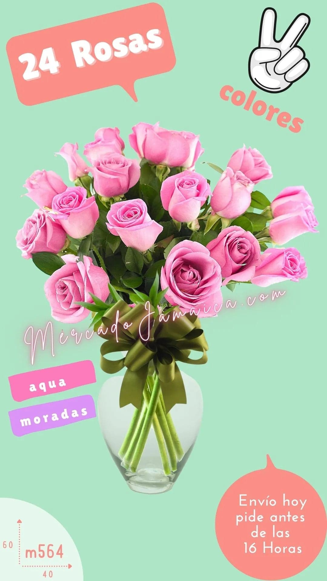 24 Rosas Aqua y Moradas a Domicilio CDMX