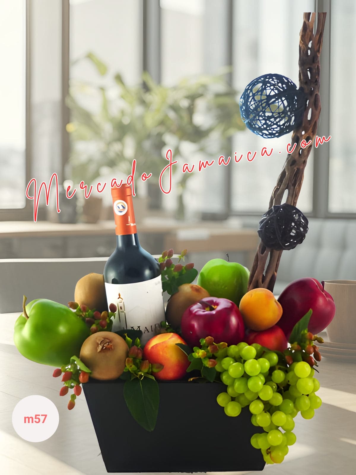 Arreglo Frutal con Vino Chocolate Brocado CDMX