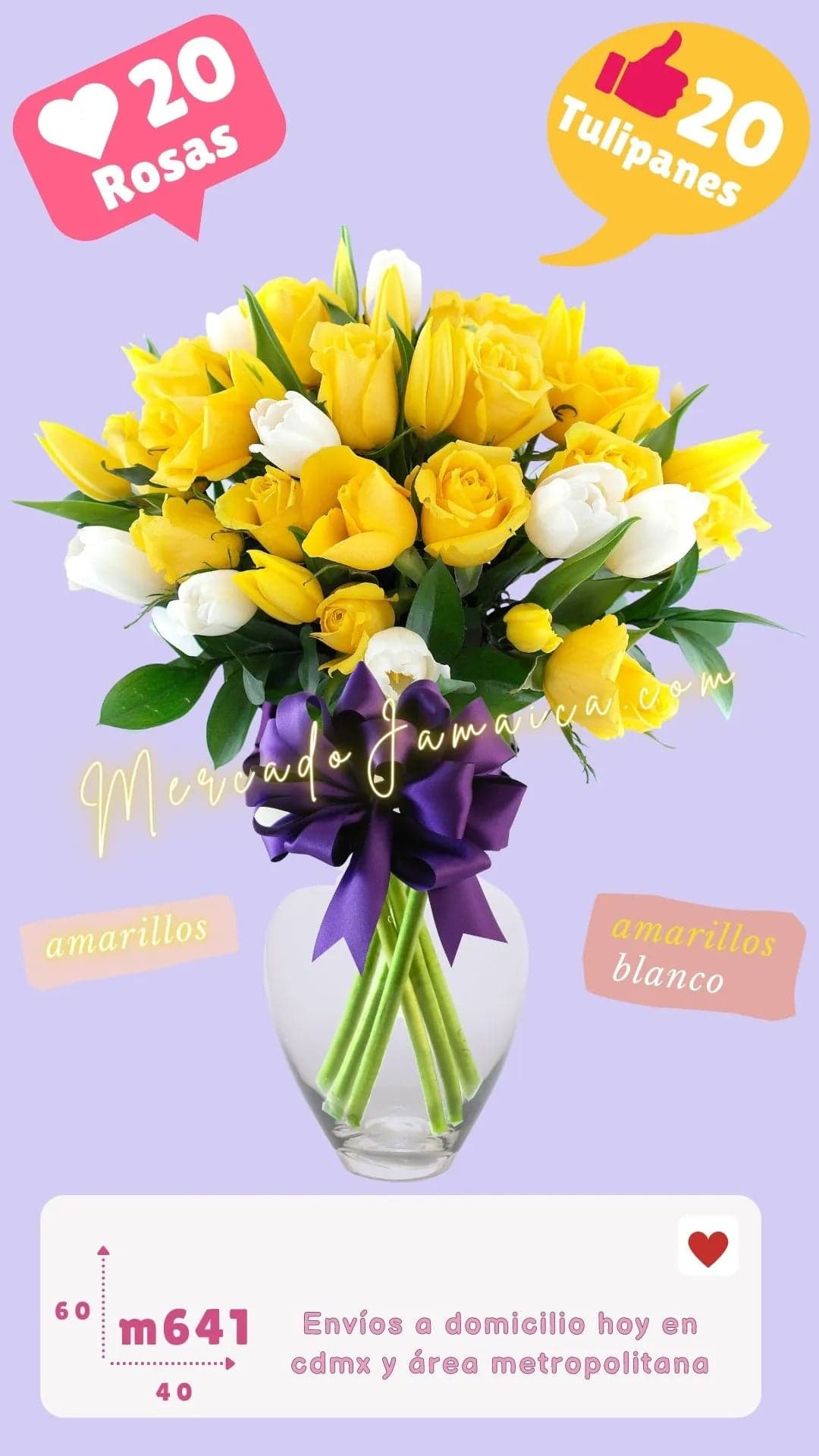 10 Tulipanes y 24 Rosas Amarillas – Arreglo CDMX