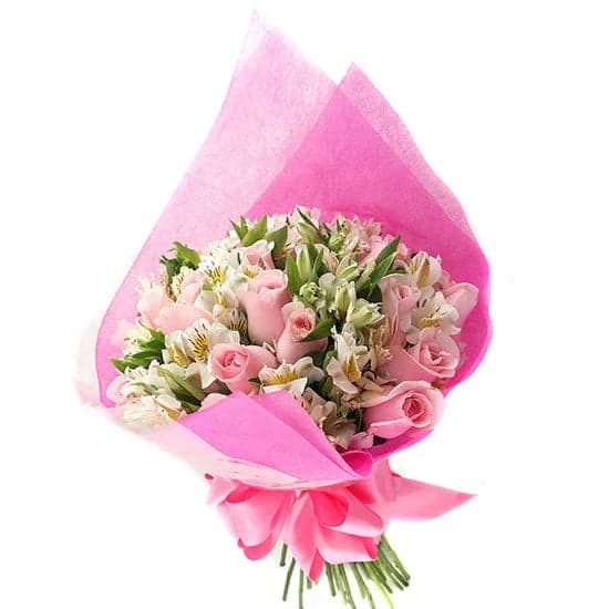24 Rosas Titanic Pink y Alstroemerias · CDMX
