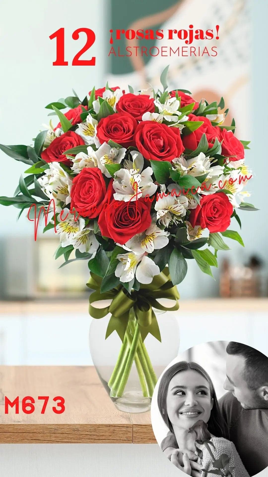 Arreglo 12 Rosas Rojas y Alstroemeria CDMX