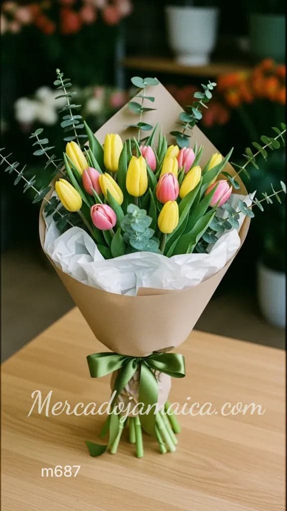 Ramo 20 Tulipanes Rosa y Amarillo a Domicilio CDMX