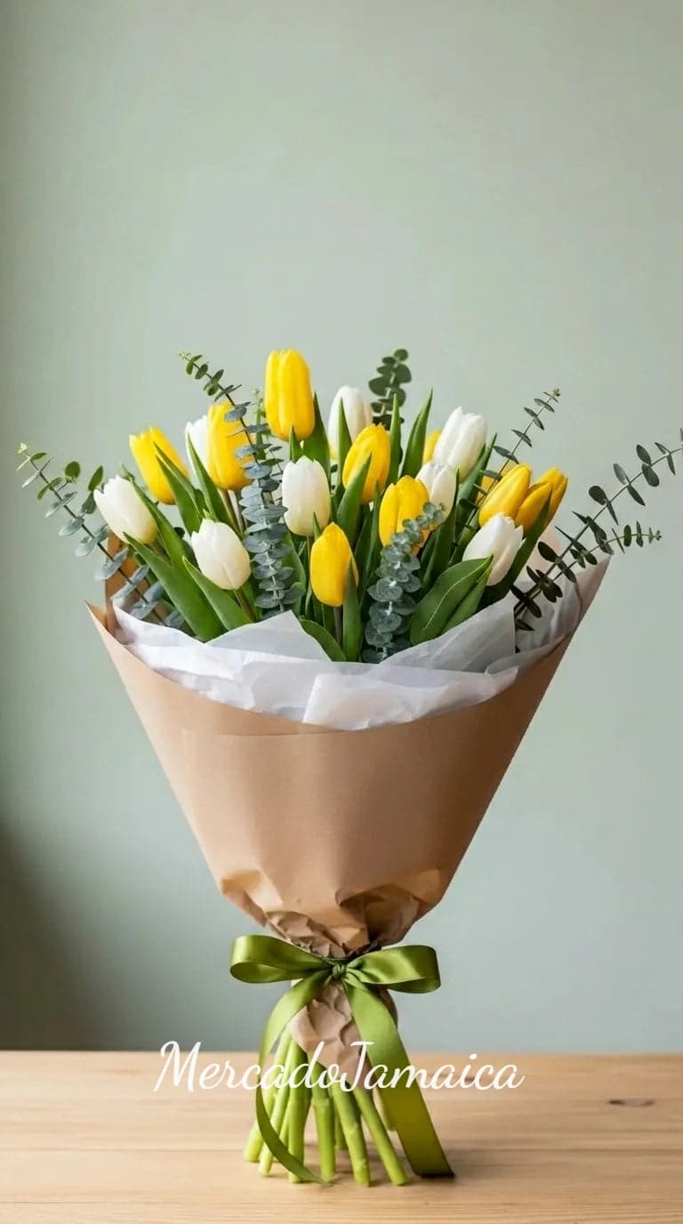 Ramo 20 Tulipanes Blancos y Amarillos CDMX
