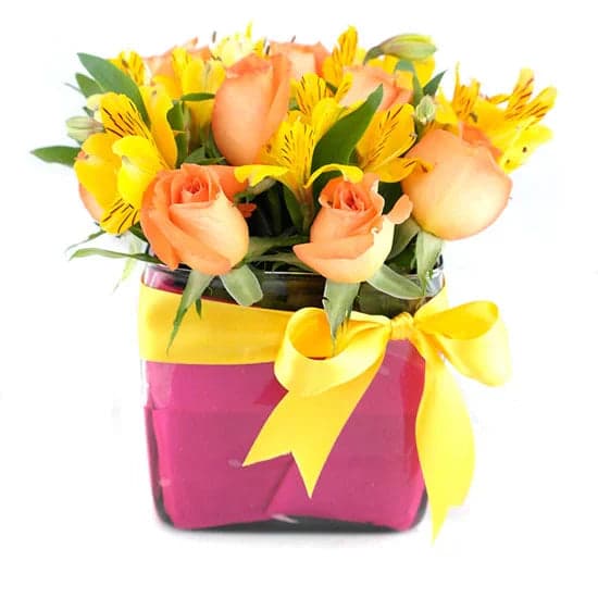 Arreglo 12 Rosas Naranja y Alstroemerias CDMX