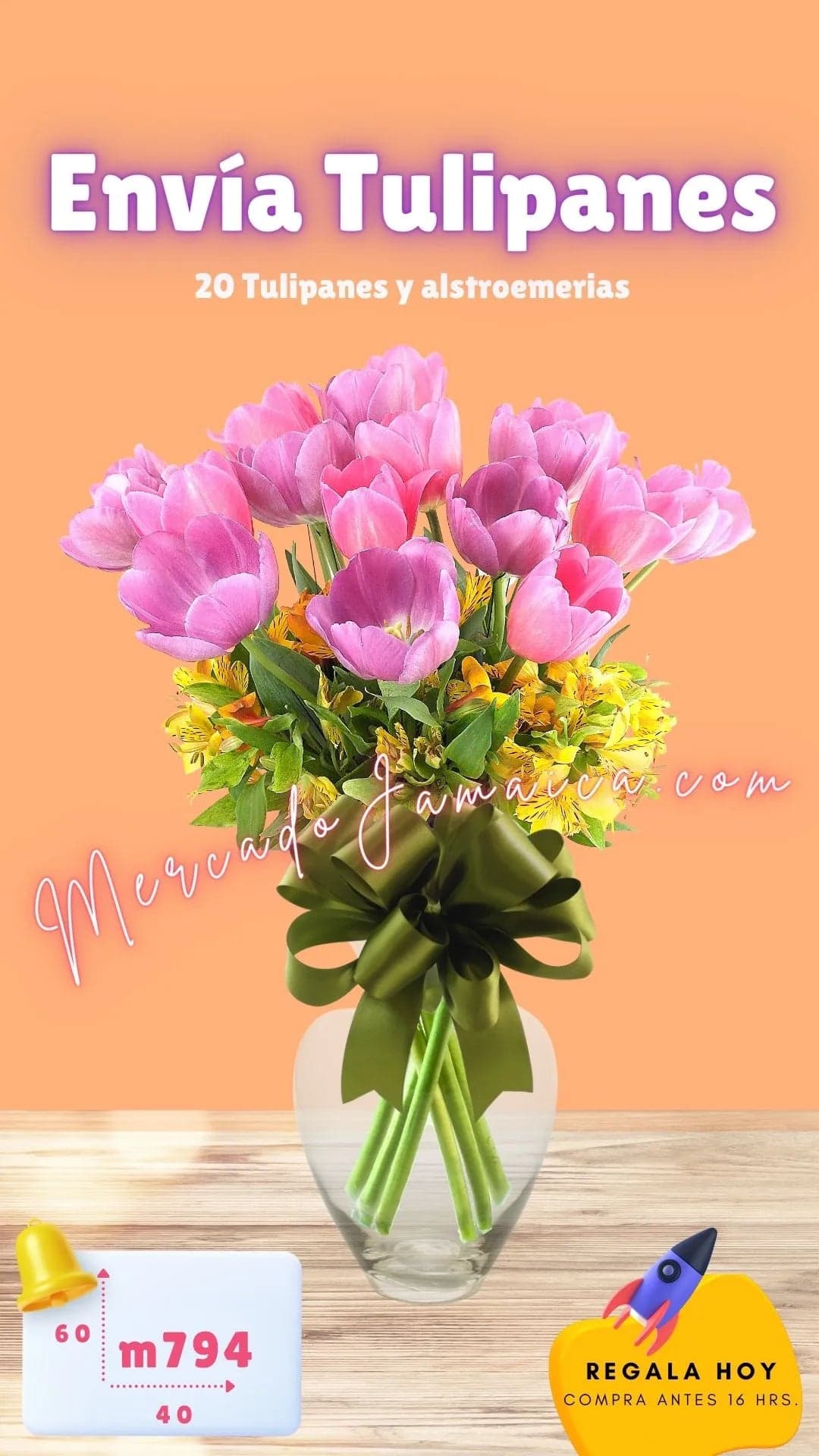 30 Tulipanes Rosa y Morados con Alstroemerias CDMX