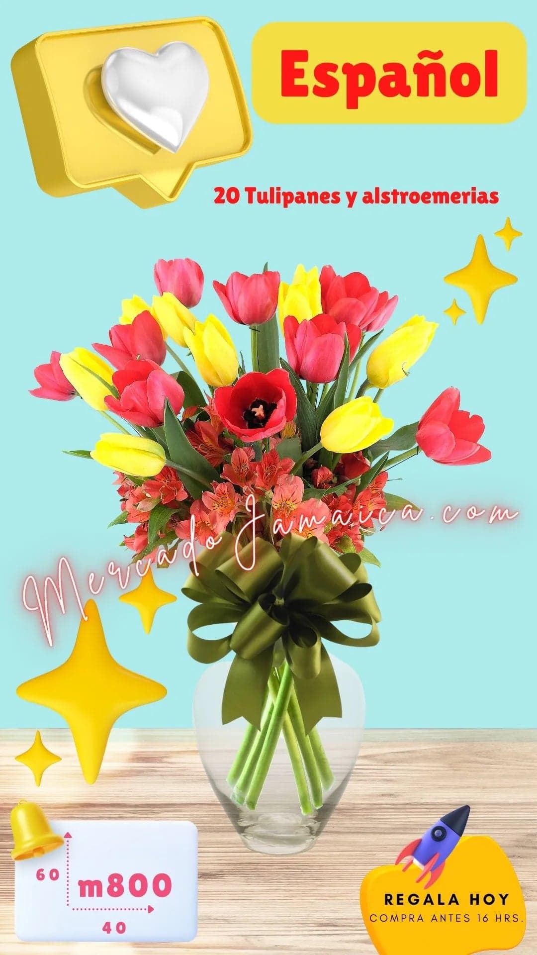Arreglo 30 Tulipanes y Alstroemerias CDMX