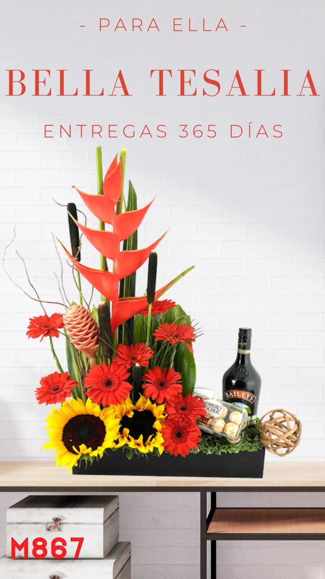 Arreglo Bella Tesalia: Gerberas, Girasoles y Baileys CDMX