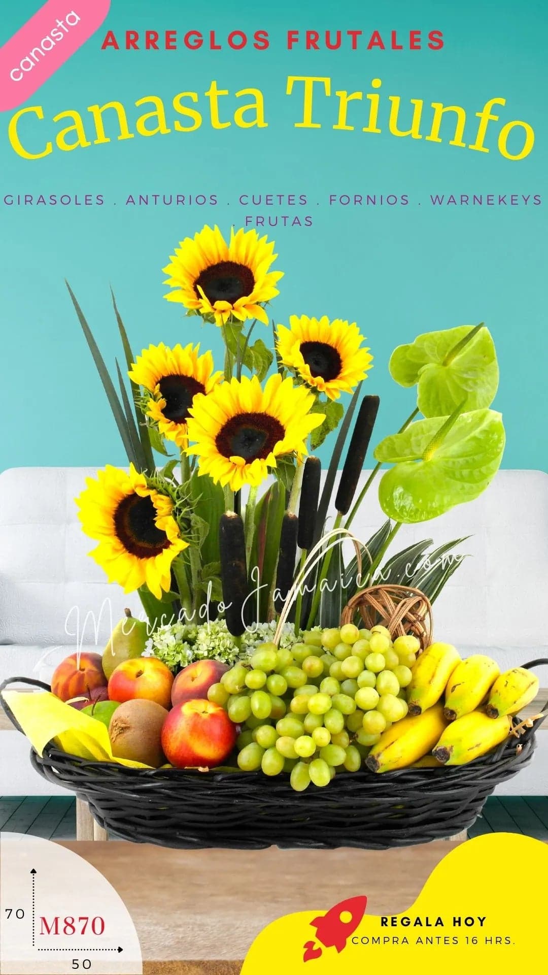Arreglo Frutal con Flores Frutos del Jardín CDMX