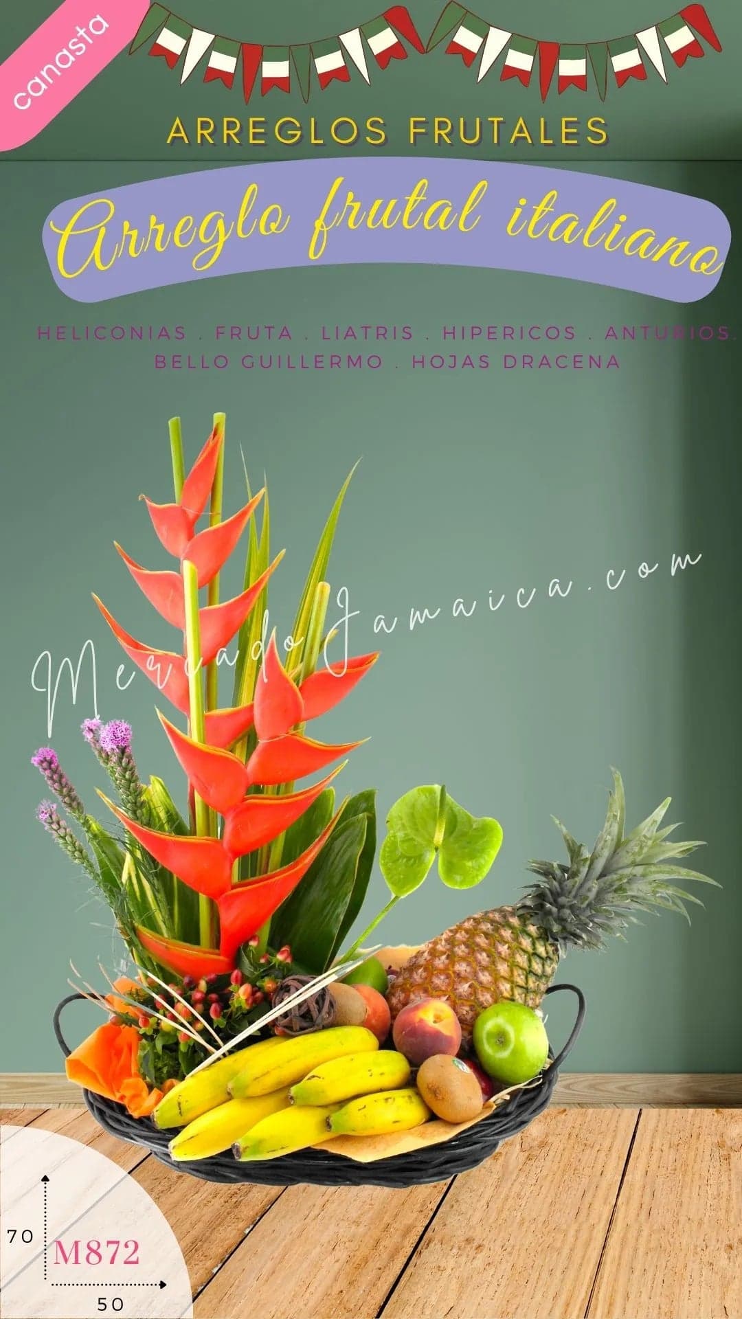 Canasta Frutal Amazonas con Flores Tropicales CDMX