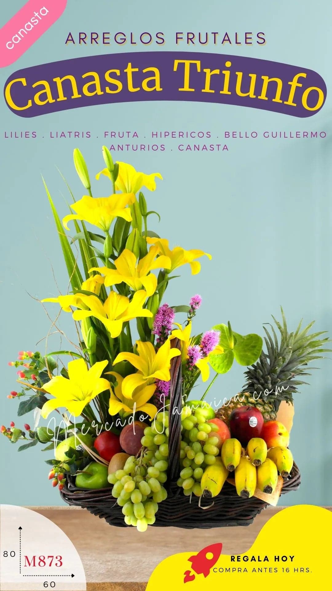 Canasta Frutal con Flores de Cumpleaños CDMX