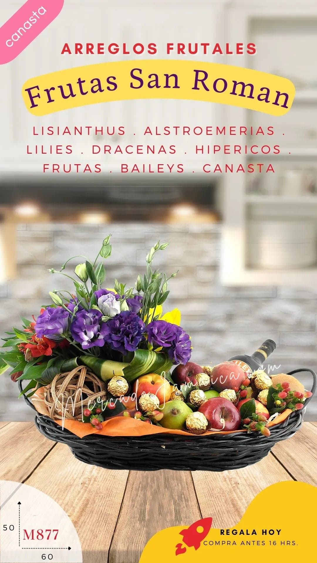 Arreglo Frutal con Flores y Baileys CDMX