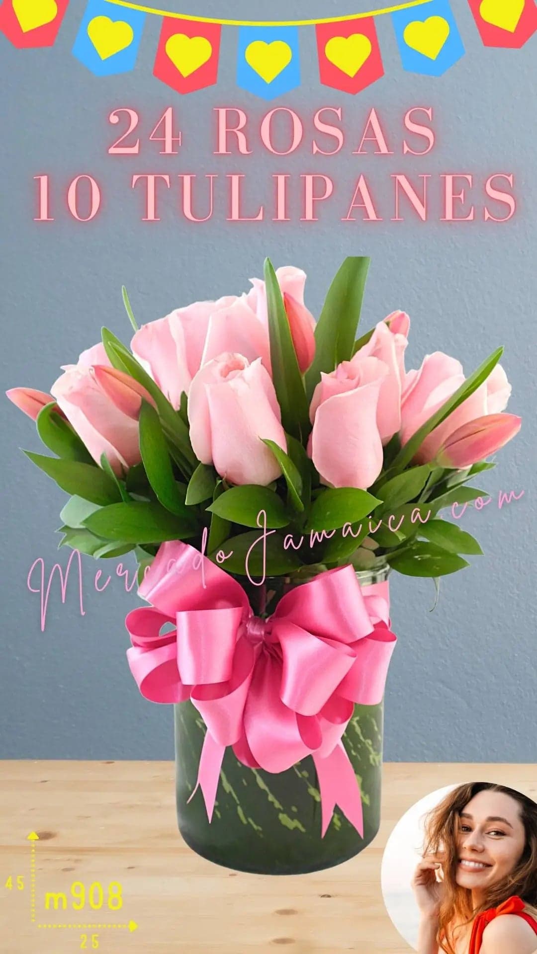 Arreglo 24 Rosas y 10 Tulipanes Rosa CDMX