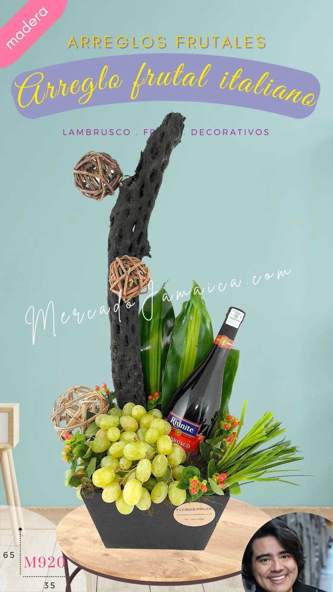 Arreglo Frutal Italiano con Vino CDMX