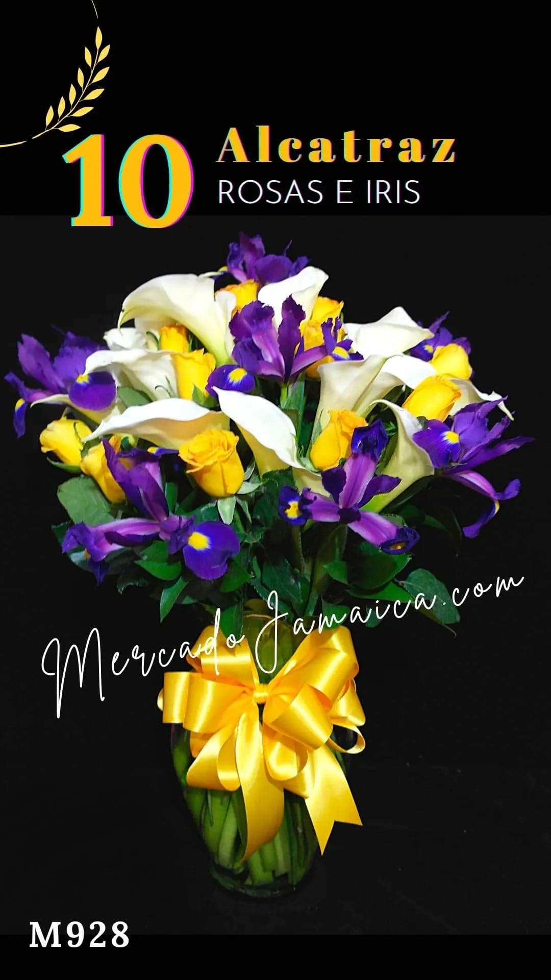Arreglo Alcatraz, Iris Azul y Rosas Amarillas CDMX