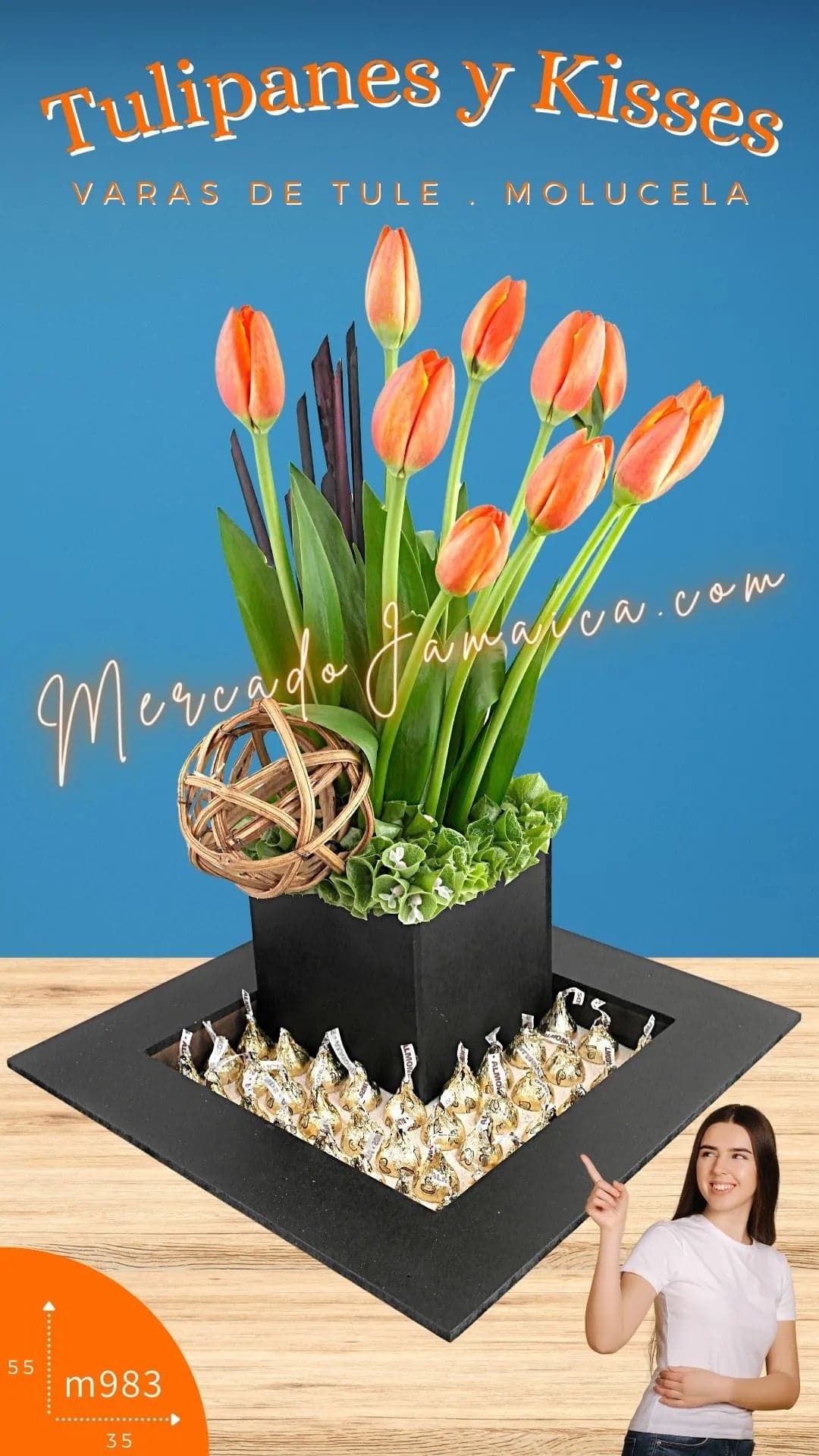 10 Tulipanes Naranja con Chocolates · CDMX