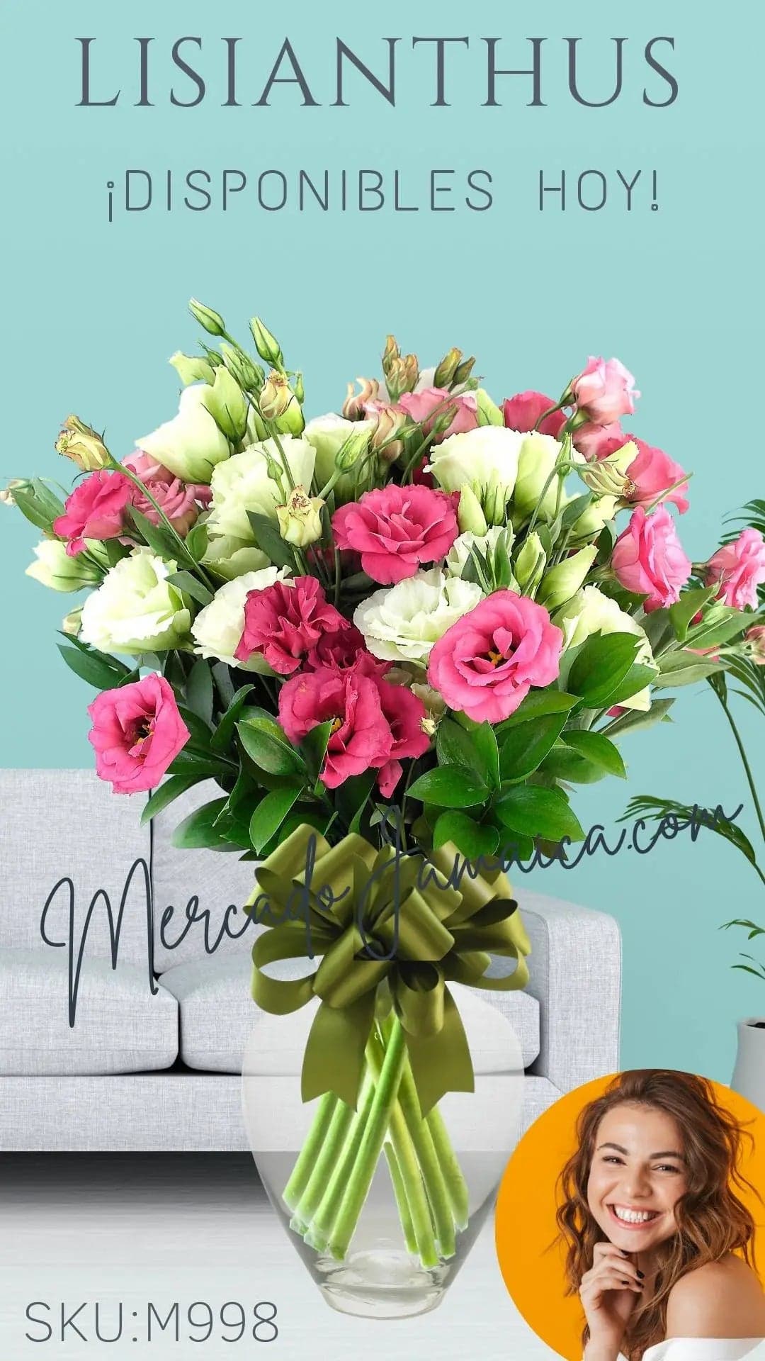 Arreglo Lisianthus Rosa y Blanco en Jarrón CDMX