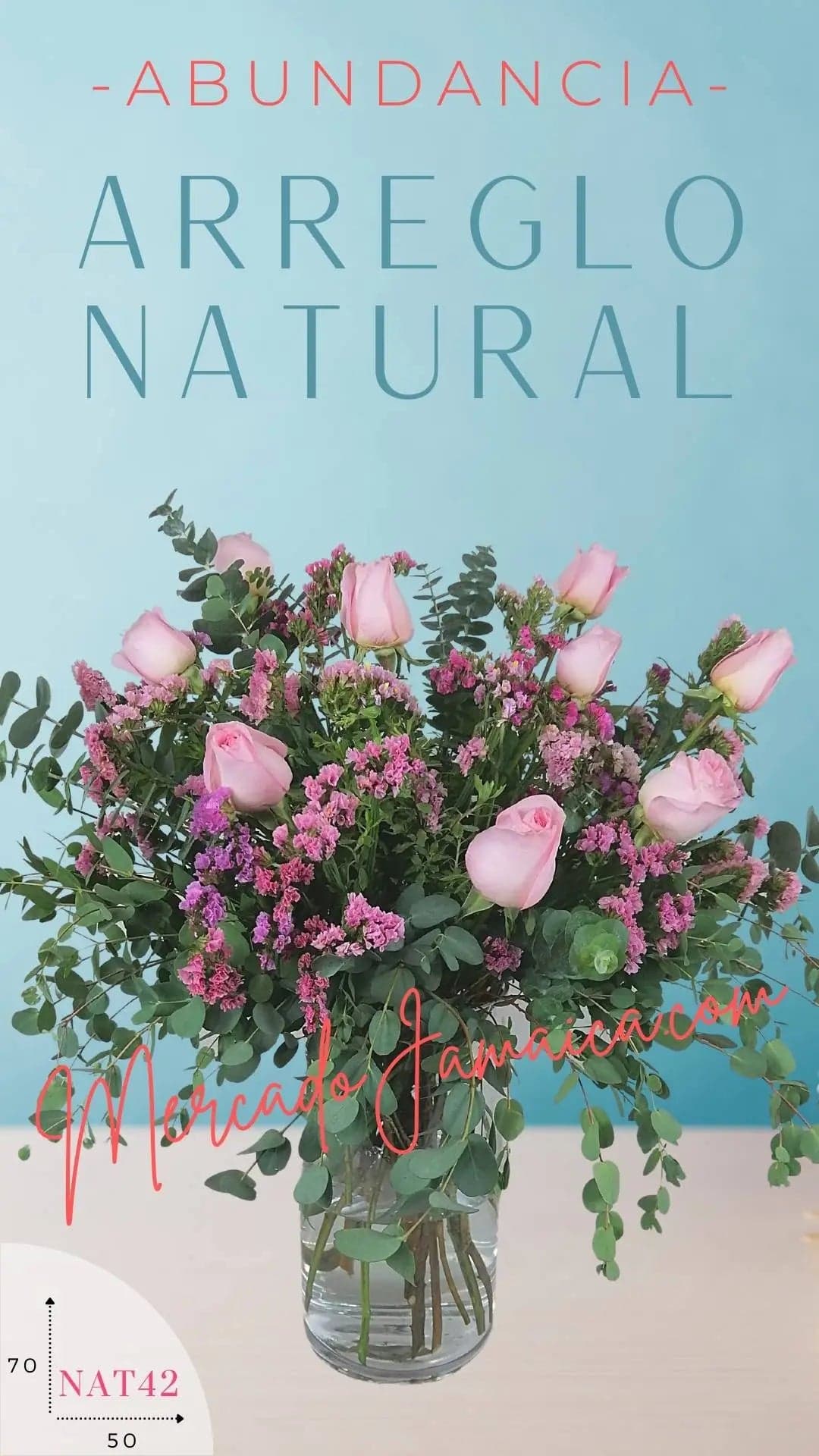 12 Rosas Rosa en Florero de Vidrio · CDMX