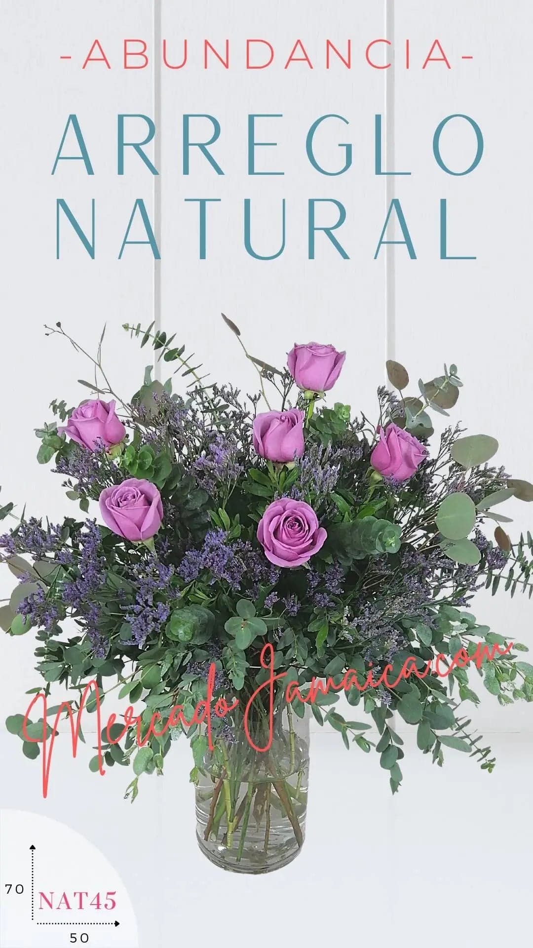 Arreglo 12 Rosas Lila con Limonium en Florero CDMX