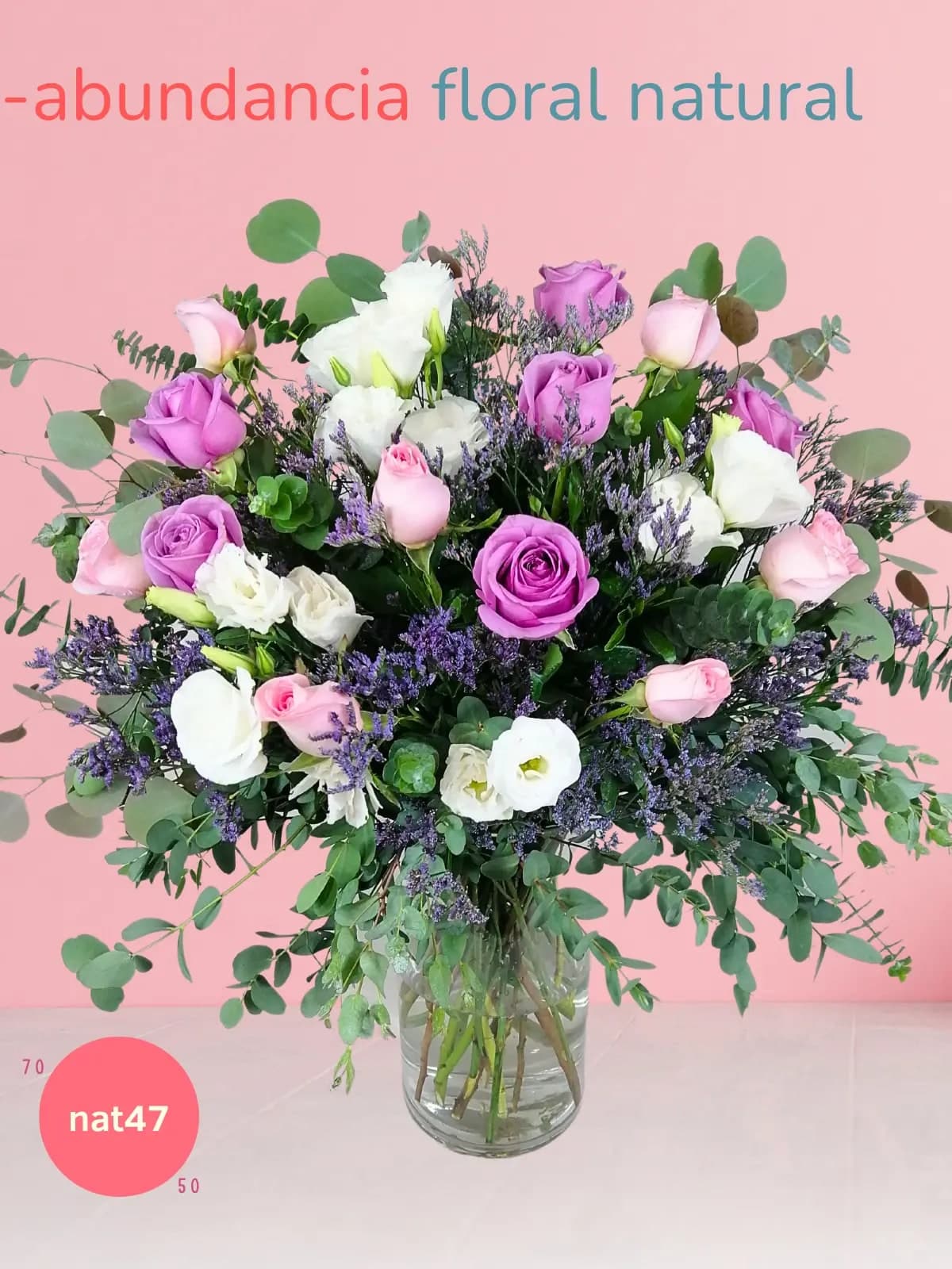 Arreglo Rosas Lila, Rosa y Lisianthus CDMX