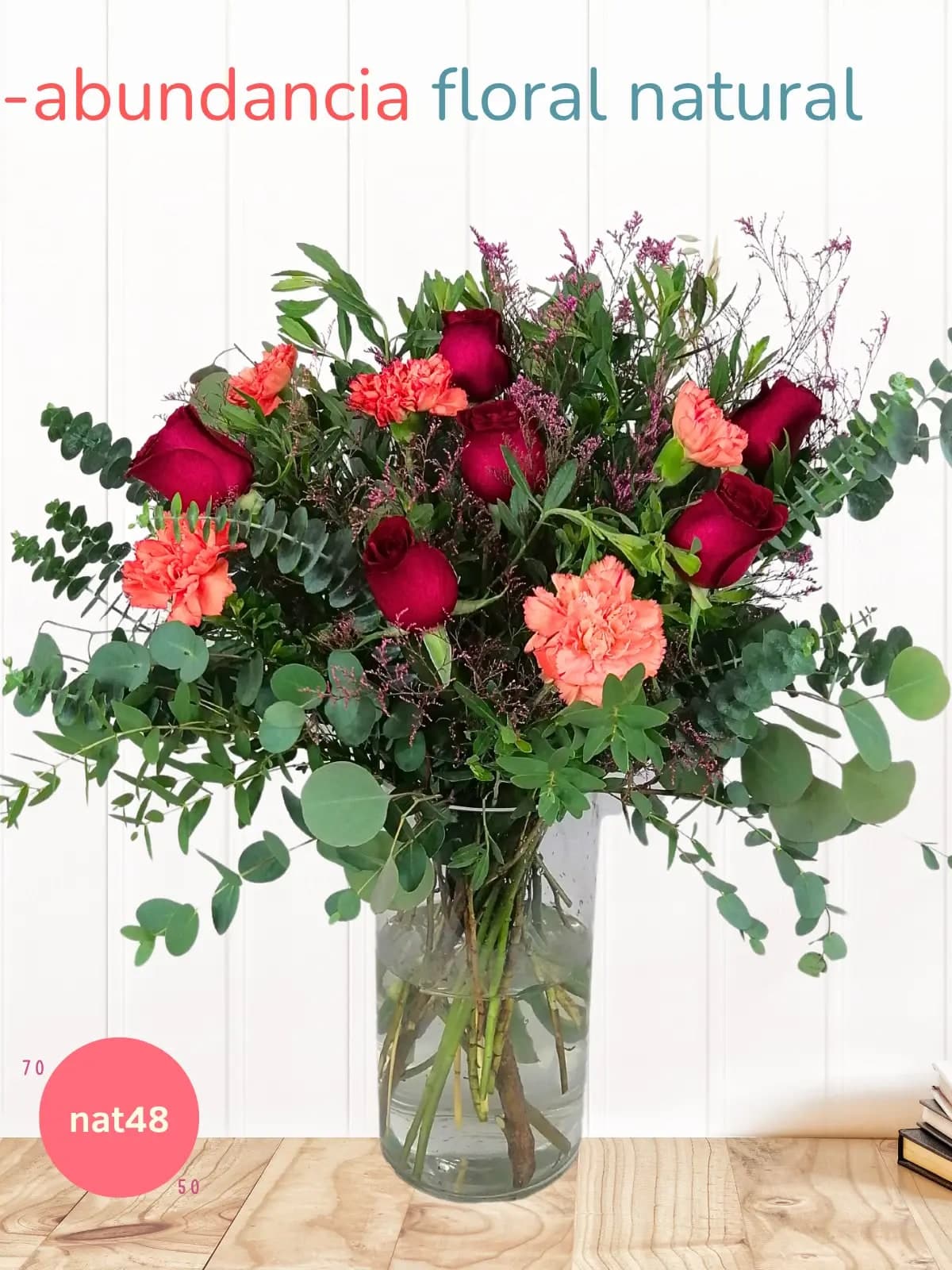 Arreglo 12 Rosas y Claveles Naranja en Florero CDMX