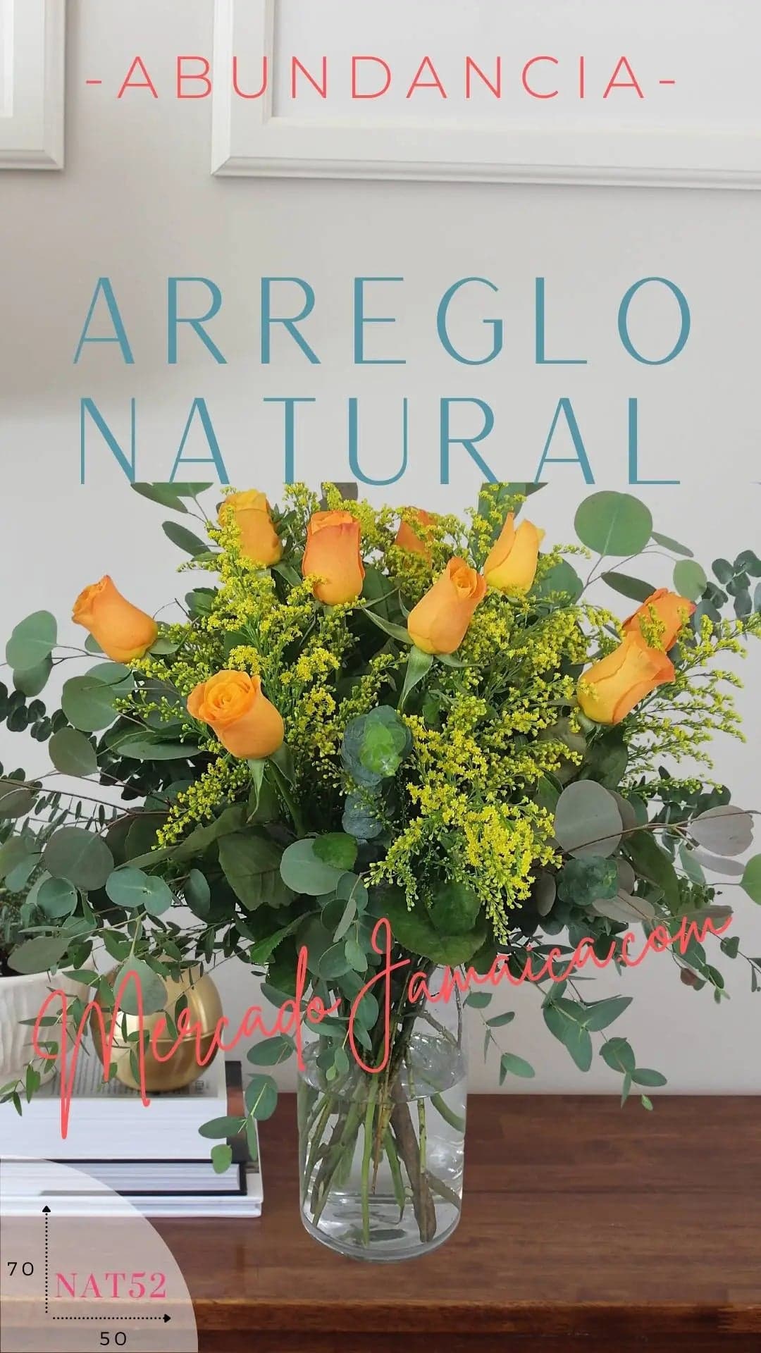 Arreglo 12 Rosas Amarillas con Solidago CDMX