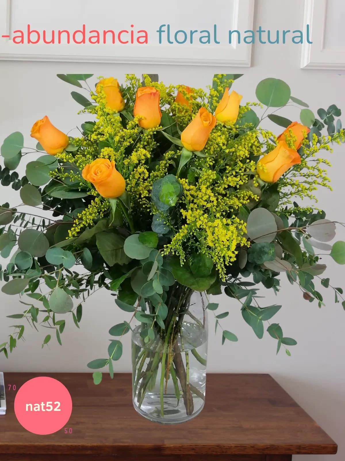 Arreglo 12 Rosas Amarillas con Solidago CDMX