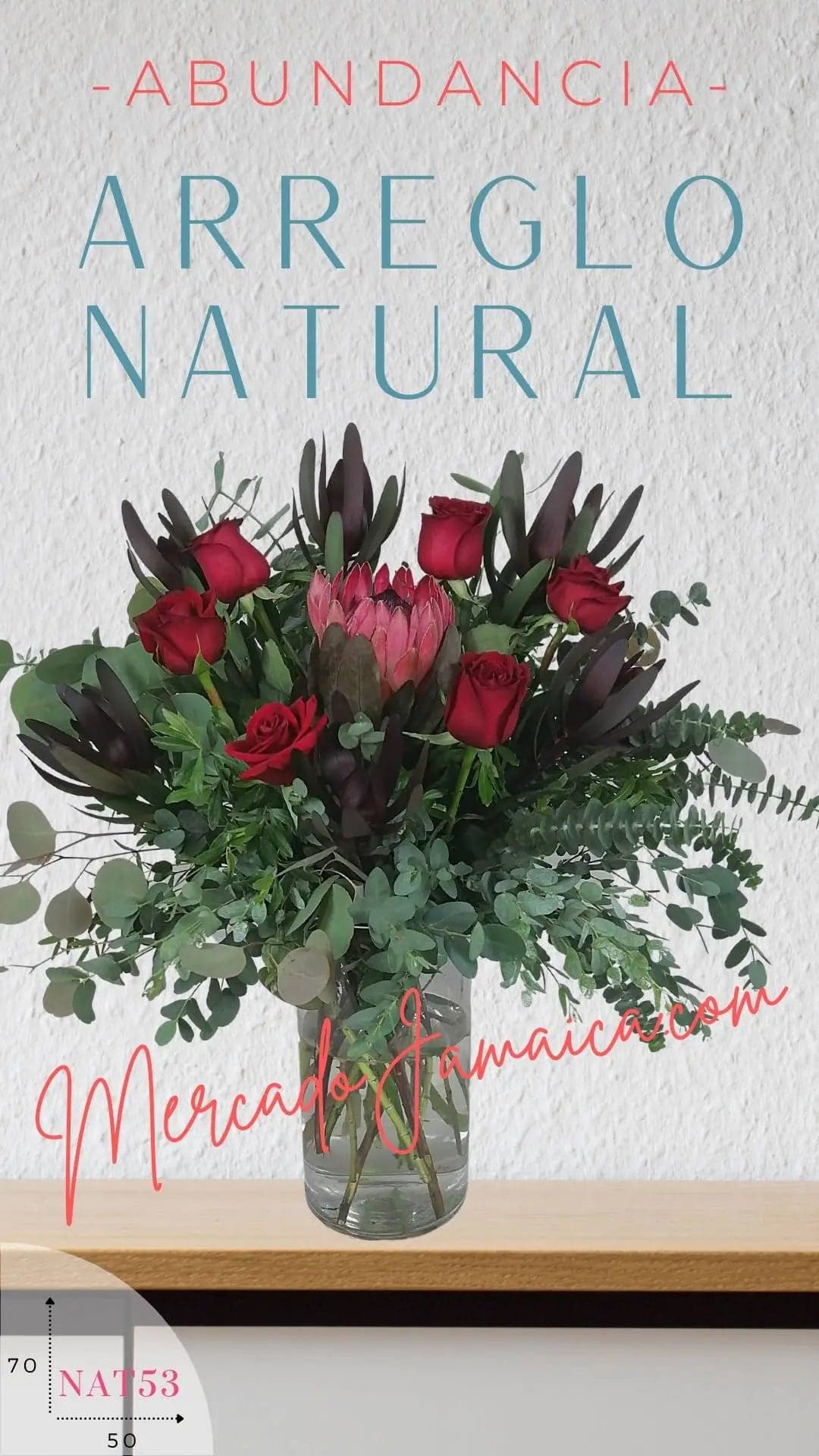 Arreglo Rosas Rojas y Safaris en Florero · CDMX